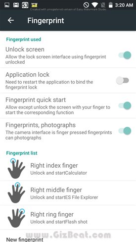 fingerprint settings