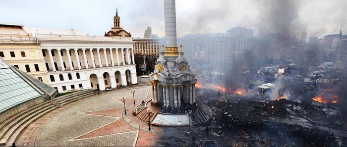  Kiev's Independence Square before and after the revolution [2014] Source: reddit.com
