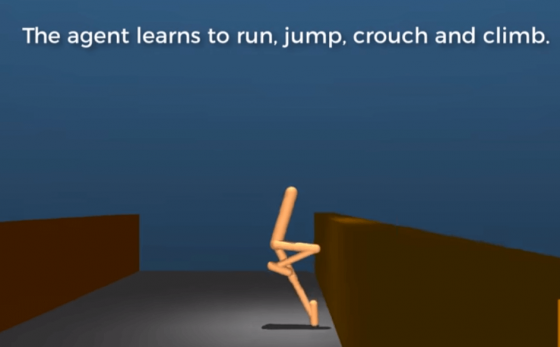Google DeepMind artificial intelligence learns to jump, run, and crawl